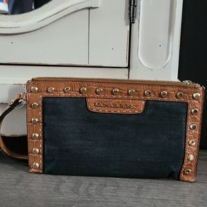 Leather and Demin Wristlet